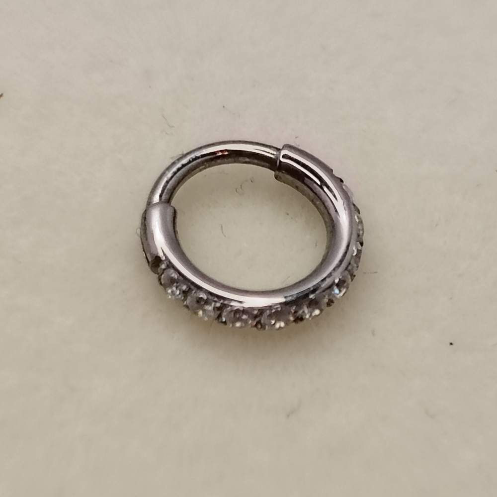Sterling Silver Pavé Huggie Nose Ring - Cubic Zirconia